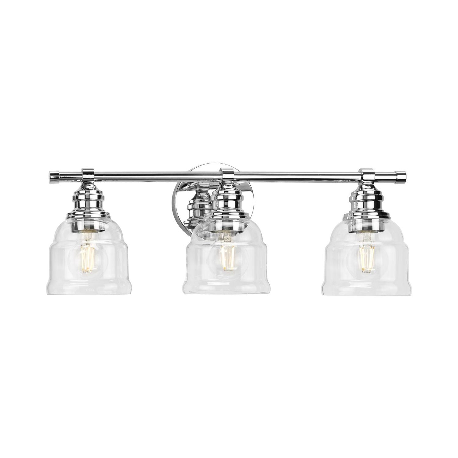 Ambrose 21" Polished Chrome 3-Light Vanity with Clear Glass Shades