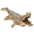 thumbnail image 1 of Ambrose Diamond Encrusted Gold Plated Crocodile (25"L x 9"W x 7.5"H), 1 of 6