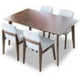 thumbnail image 1 of Ambrose Modern Solid Wood Walnut Dining Room & Kitchen Table and 4 Chairs Set, 1 of 6