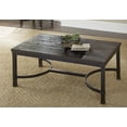 thumbnail image 1 of Ambrose Rustic Coffee Table: Charcoal Grey Solid Wood+MDF, Butcher Block Distressed Finish, 48" L x 28" W x 18" H, Durable Iron Legs, Living Room Cocktail Furniture, 1 of 5