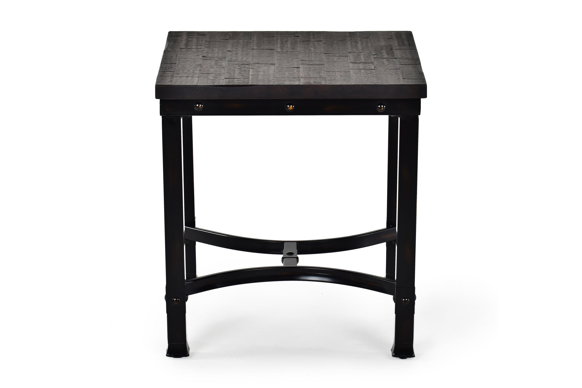 Ambrose Dark Brown Square Wood and Iron End Table