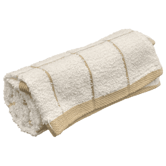 Ambrosia 12 Pack 15x26 Kitchen Towels 100% Cotton Dish Towel for Washing Drying White & Beige