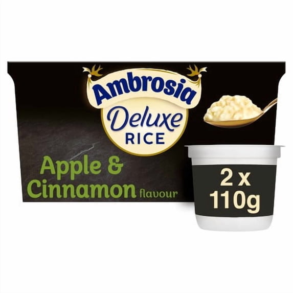 Ambrosia Deluxe Rice Pudding Apple and Cinnamon Pots 2 x 110g, British Import (Pack of 2)