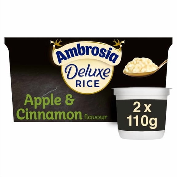 Ambrosia Deluxe Rice Pudding Apple and Cinnamon Pots 2 x 110g, British Import (Pack of 2)
