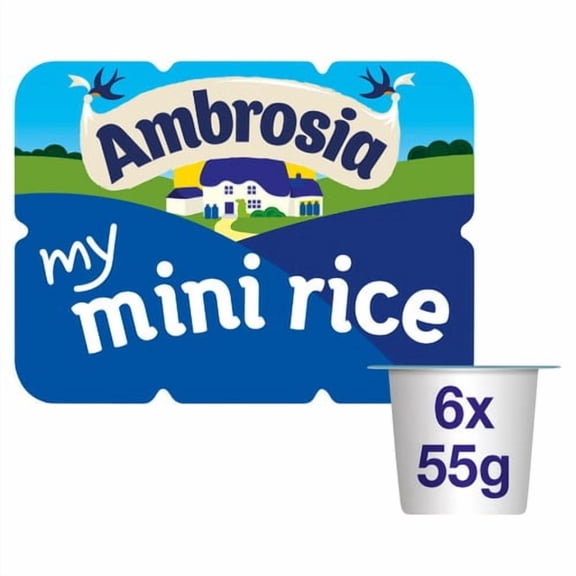 Ambrosia Mini Rice Pudding Dessert Snack Pots 6 x 55g, British Import (Pack of 2)