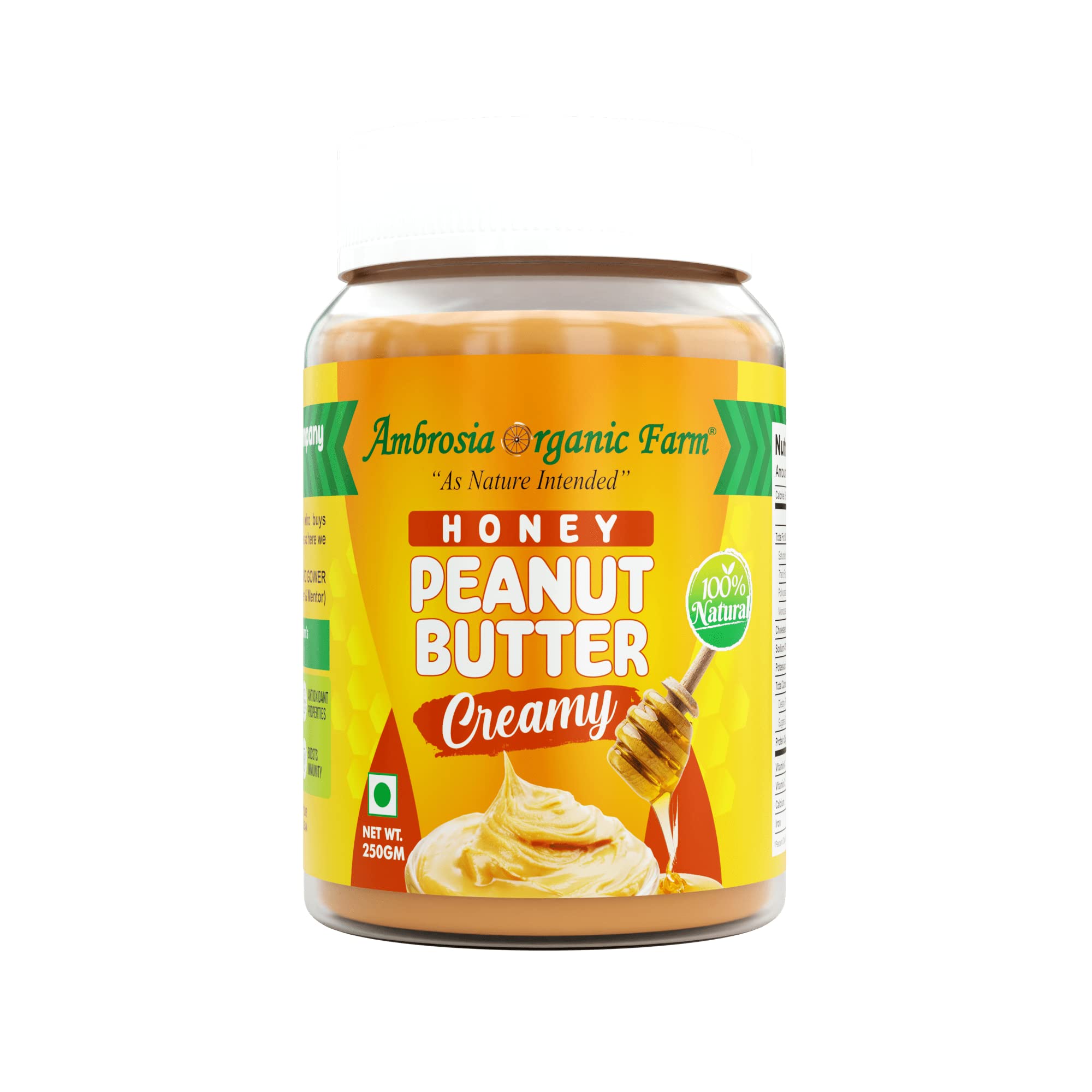Ambrosia Organic Farm Honey Peanut Butter Creamy, Rich In Protein And