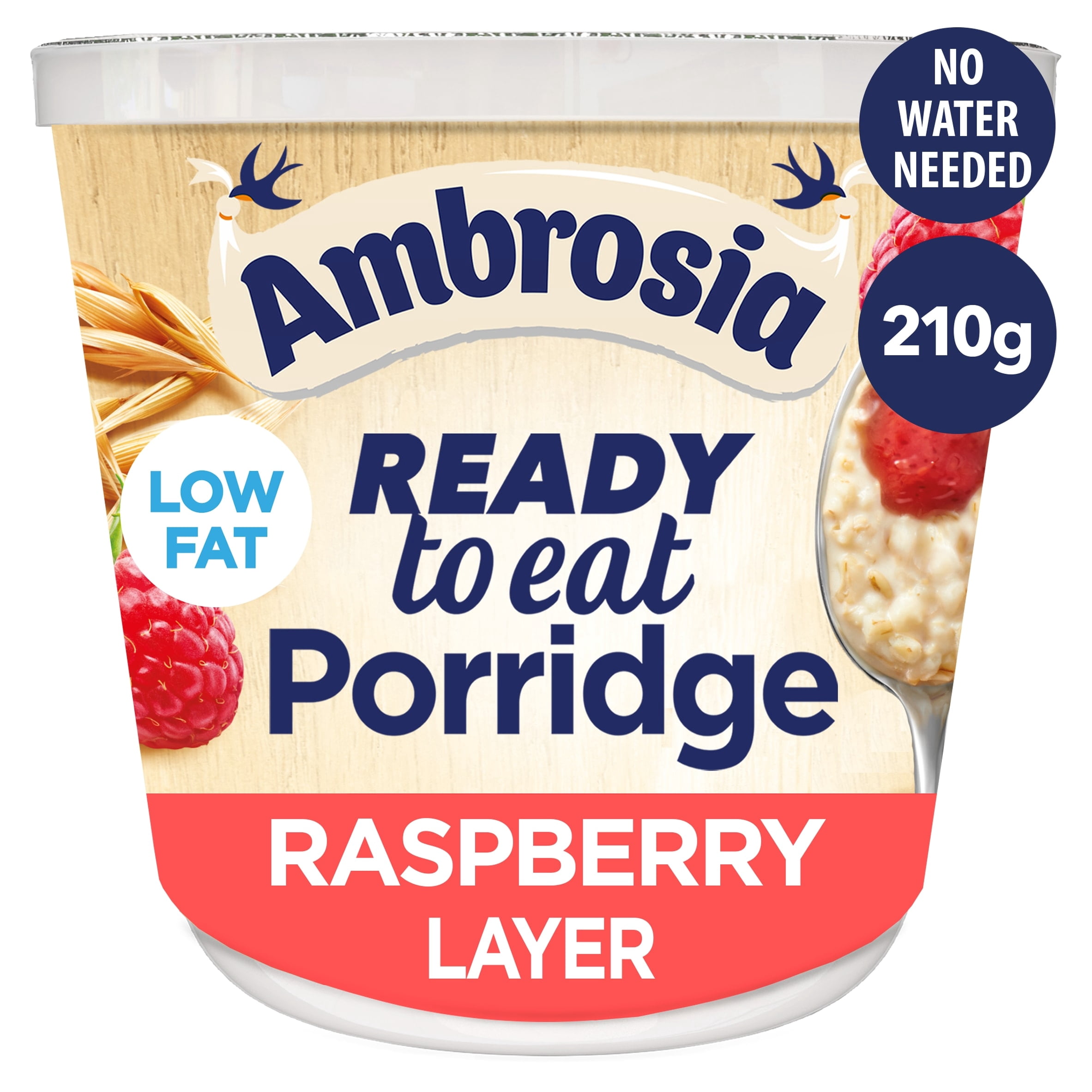 Ambrosia Ready to Eat Porridge Oat Cereal Pot Raspberry Layer 210g ...