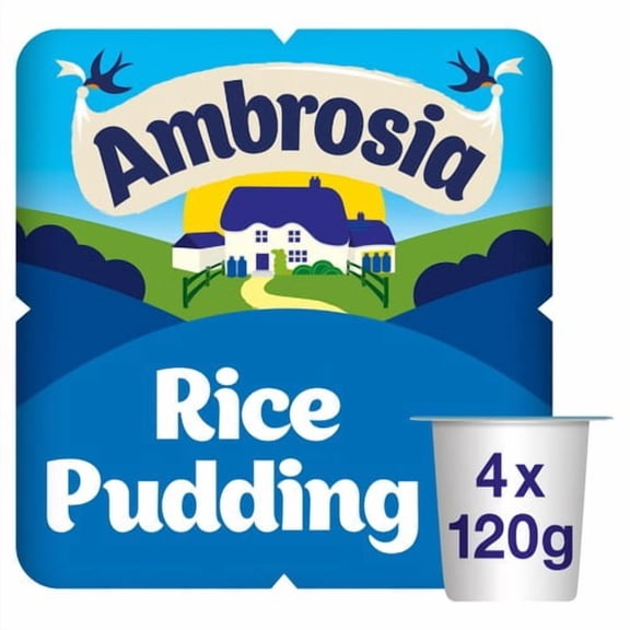 Ambrosia Rice Pudding Dessert Snack Pots 4 x 120g, British Import (Pack of 2)
