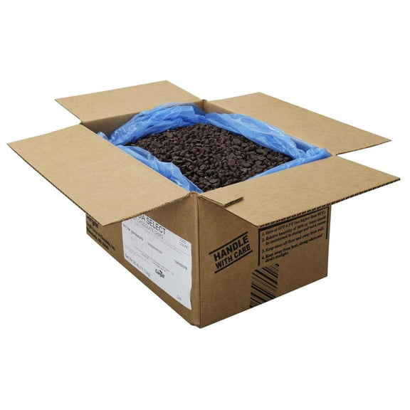 Ambrosia Select Semisweet Chocolate Drops, 25 Pound, 1 per Case