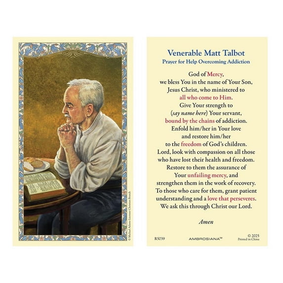 Ambrosiana R5039 Venerable Matt Talbot Holy Card - 25/pk
