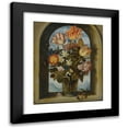 thumbnail image 1 of Ambrosius Bosschaert the Elder 12x14 Black Modern Framed Museum Art Print Titled - Still Life of Tulips, Moss-Roses, Lily-Of-The-Valley and Other Flowers in a Glass Beaker Set in an Arched S, 1 of 5