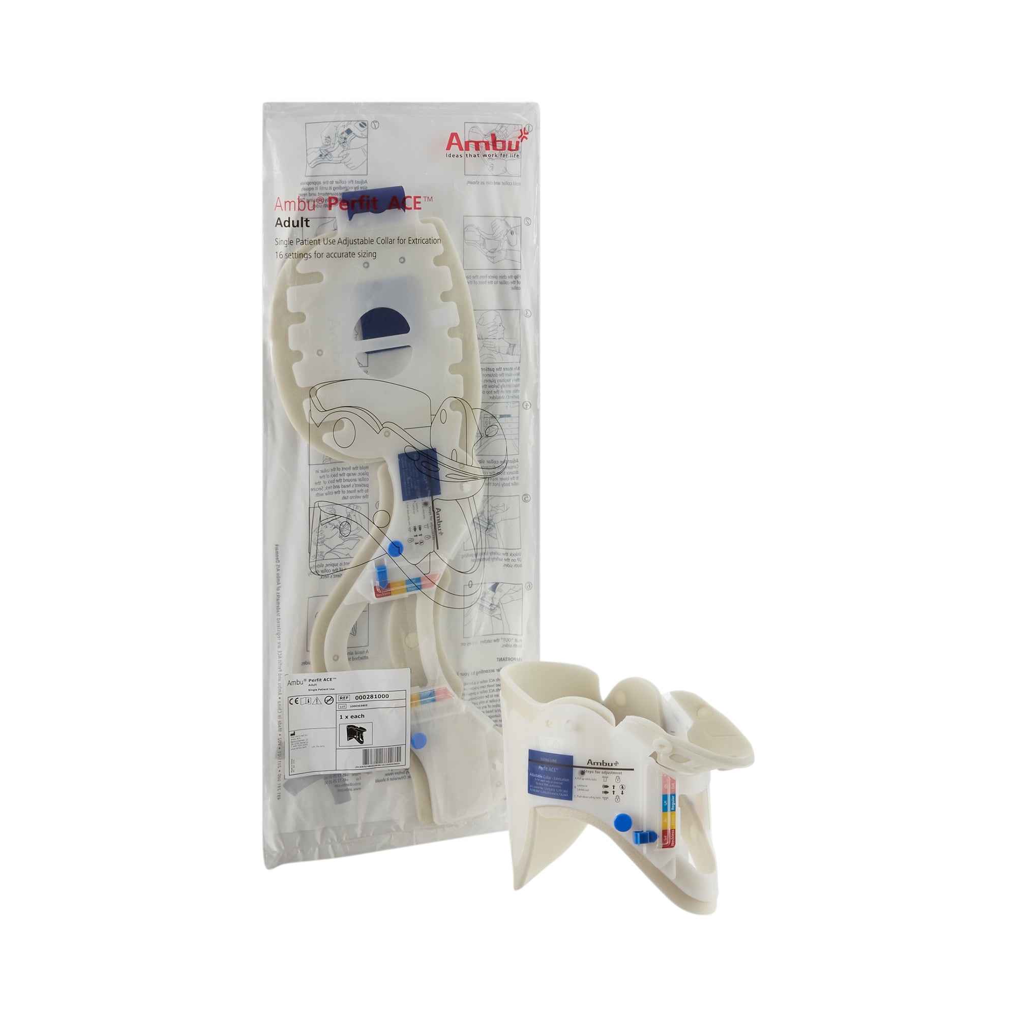 Ambu Perfit ACE Preformed One Cervical Neck Adjustable Collar Size Extrication Circumference 000281000