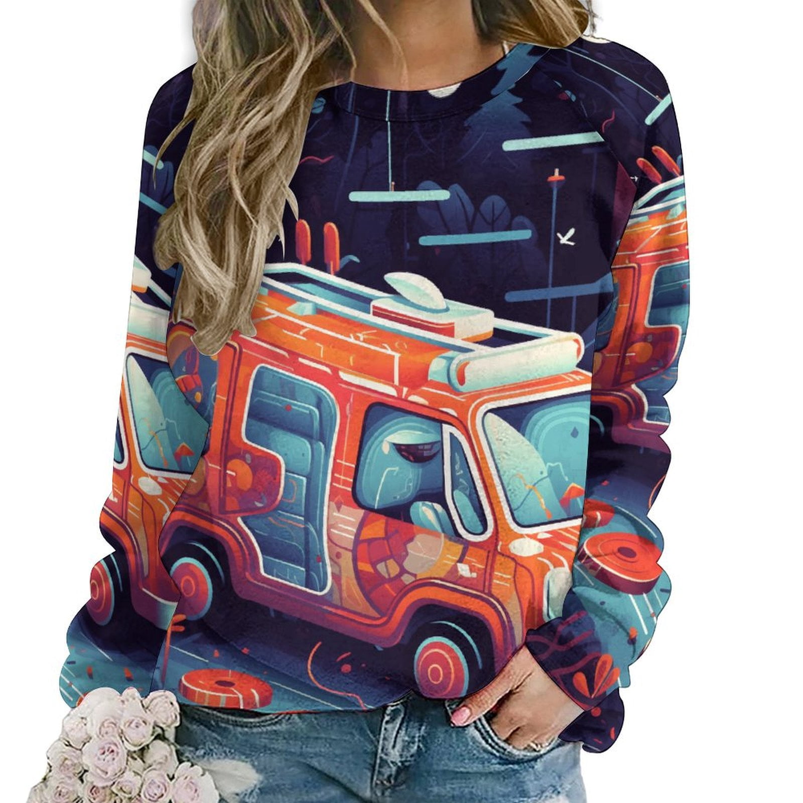 Taxi Car Print Pattern Women's Sweatshirt