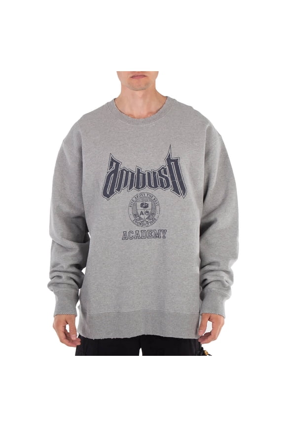 Ambush Grey Academy Crewneck Sweatshirt, Size Medium