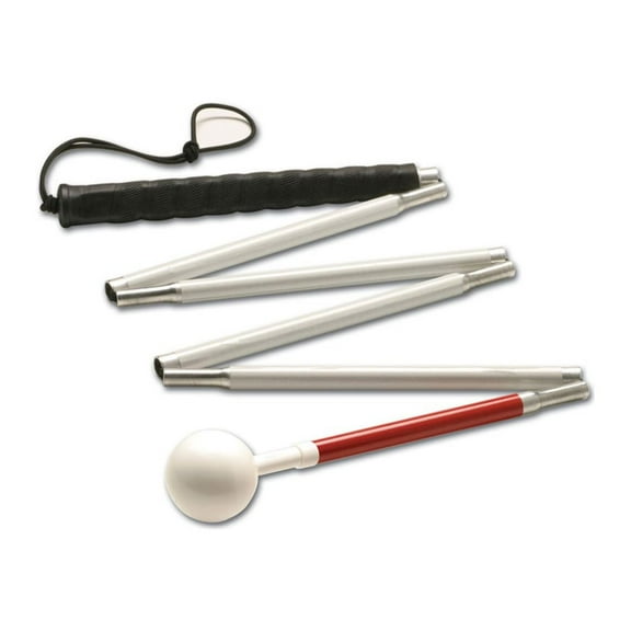 Ambutech Alum 6-Sec. Folding Cane- White Ball- 56-in