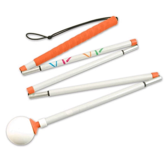 Ambutech HiLites Orange 5-Sec 54-in Graphite Folding Cane-Rolling Ball