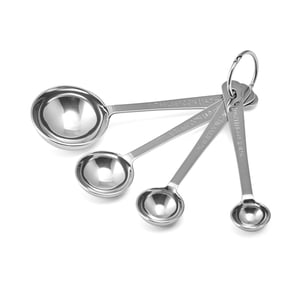 Amco Stainless Steel Measuring Spoons (Set of 4) - 1/4 Tsp, 1/2 Tsp, 1 Tsp, 1 Tbsp - Durable Kitchen Utensils with Engraved Labels - Nesting & Easy Storage, Non-Toxic Kitchenware Dishwasher Safe