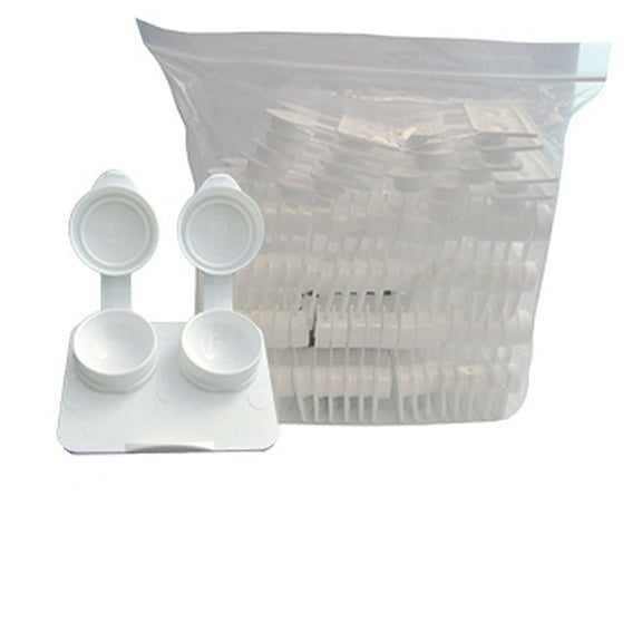 Amcon Contact Lenses Cases Flat Ribbed Extra Deep Well - White, 6 Pack