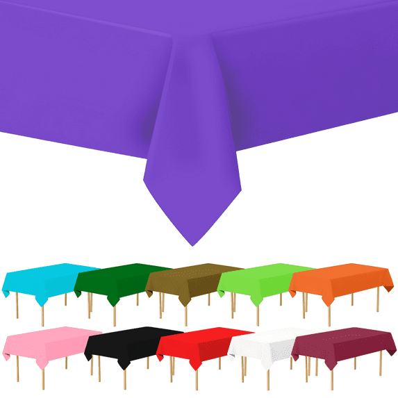 Amcrate Rectangular Plastic Purple Reusable Tablecloth Cover - Ideal for Weddings, Party’s, Birthdays, Dinners, Lunch’s, Or for Any Tableware Use, (54" x 108")