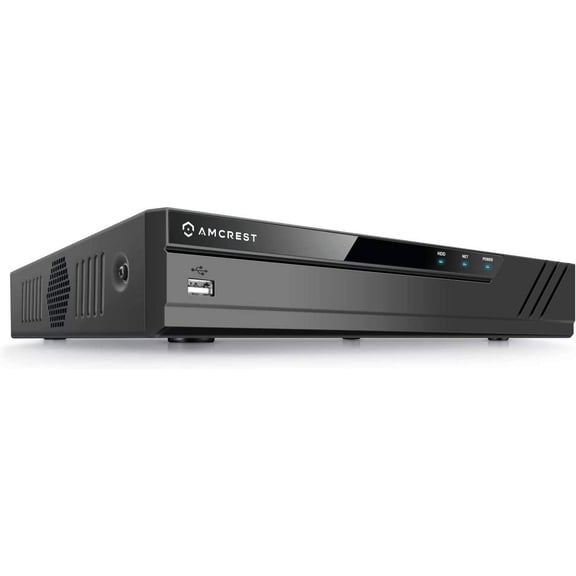 Pre-Owned Amcrest (16CH 720p/1080p/3MP/4MP/5MP/6MP/8MP/4K) Network Video Recorder, 16CH (8-Port PoE) NVR - Supports up to 16 x 4K IP Cameras, HDD Not Included (Supports up to 6TB) NV4116E-HS