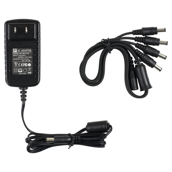 Amcrest 4-Camera 12V Power Supply for 960H, 720p/1080p HDCVI, and Analog Security Cameras (Black)