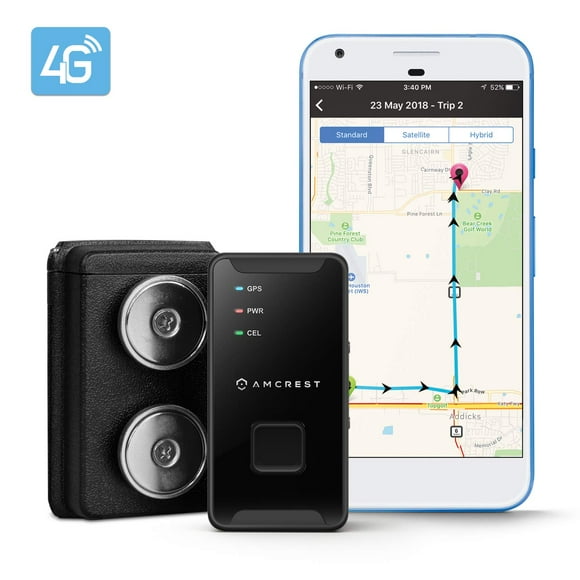 Amcrest 4G LTE GPS Tracker - Portable Mini Hidden Real-Time GPS Tracking Device for Vehicles, Cars, Kids, Persons, Assets w/Geo-Fencing, Text/Email/Push Alerts, 14 Day Battery, GPS Case Included.