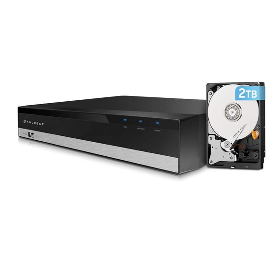 Amcrest 4K 8CH (1080P/3MP/4MP/5MP/6MP/4K) Network Video Recorder - Supports up to 8 x 4K IP Cameras, Pre-Installed 2TB Hard Drive, (No Built-in WiFi) (NV2108-2TB)