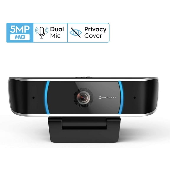 Amcrest 5-Megapixel Webcam with Microphone, Web Cam USB Camera, Computer HD Streaming Webcam for PC Desktop & Laptop w/Mic, Wide Angle Lens & Large Sensor for Superior Low Light (AWC5100)