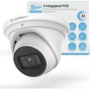 Amcrest AI Turret IP PoE Camera w/ 164ft Nightvision, Security IP Camera Outdoor, Built-in Microphone, Human & Vehicle Detection, 129  FOV, 5MP@20fps IP5M-T1277EW-AI