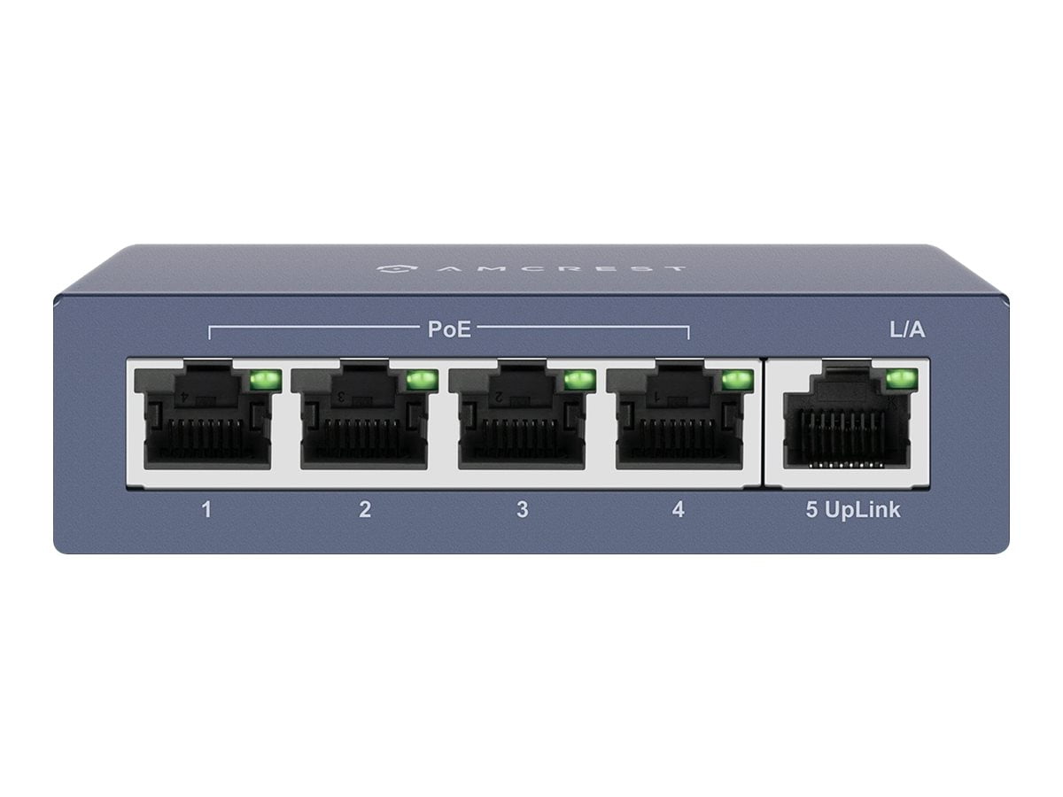 Amcrest AMPS5E4P-At-65 5-Port PoE+ Power Over Ethernet Poe Switch