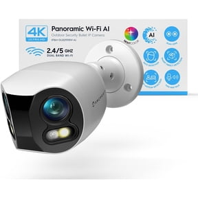 Amcrest Dual-Lens 4K (8MP) Outdoor Security WiFi Camera, 2 x 4MP Lenses WiFi AI Bullet IP Camera, Dual-Band 2.4Ghz & 5Ghz, Face Detection, Panoramic 180 FOV, 4K@15fps IP8M-DLB2998W-AI (White)