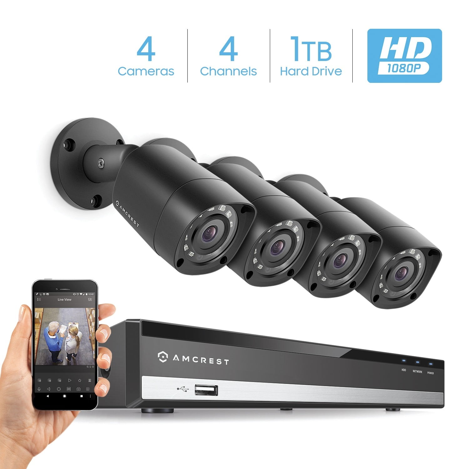 Amcrest Full HD 1080P 1920TVL Bullet Outdoor Security Camera (Analog), 2MP Amcrest 1080P 1920 TVL Dome Weatherproof IP66 Camera with 20 LEDs