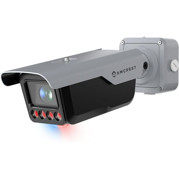 Amcrest License Plate Recognition (LPR) Camera, 8-32mm Optical Zoom AI IP POE Camera 4MP @ 30fps, 1/1.8" Low-Light Sensor, Active Deterrents, 98ft Nightvision, Bullet IP4M-1072EW-AI