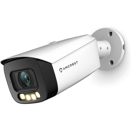 Amcrest Night Color AI Bullet IP PoE Camera w/ 164ft Full Color Nightvision, Security IP Camera Outdoor, Built-in Microphone, Face Detection, Human & Vehicle Detection, 4K@30fps IP8M-TB2886EW-AI