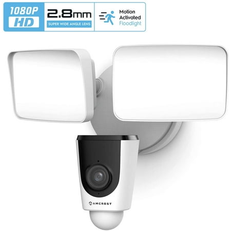 Amcrest SmartHome 1080p Wi-Fi Outdoor Security Camera with 2000lm Floodlight, Built-in Siren Alarm, Two-Way Audio, 114° View, IP65 Weatherproof, MicroSD and Smart Cloud Storage, ASH26-W