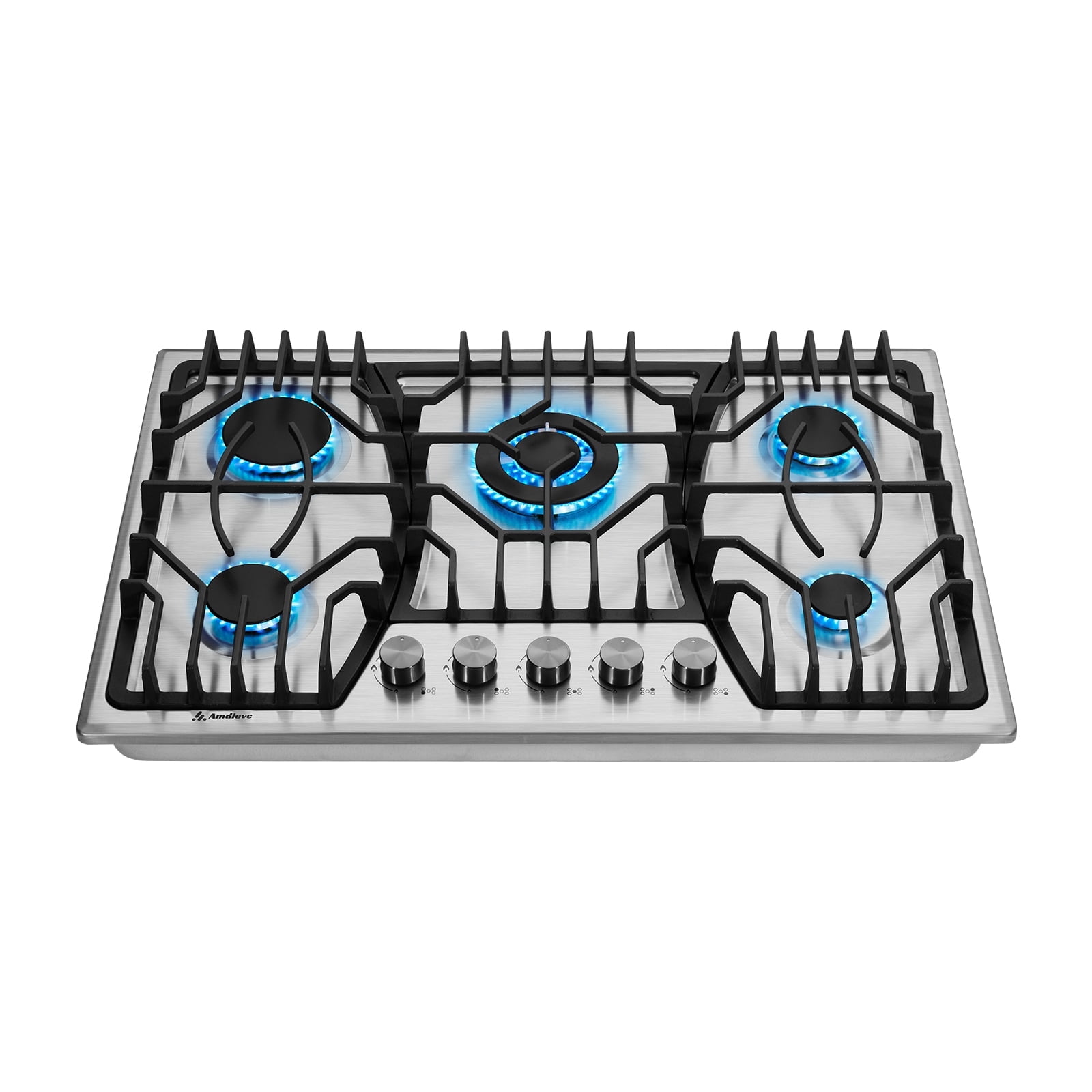 Amdievc 30 inch Gas Cooktop NG/LPG Dual Fuel Gas Stove top with Thermocouple Protection, Stainless Steel Gas Stove Top for Kitchen RV