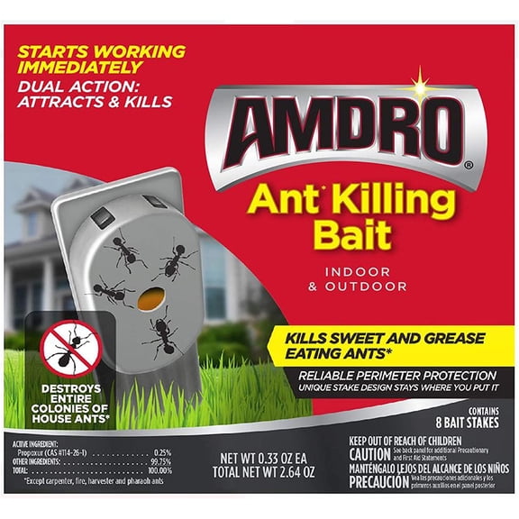 Amdro Ant Killer Stakes Bait - Indoor and Outdoor Use - 16 Stakes, 2 Pack