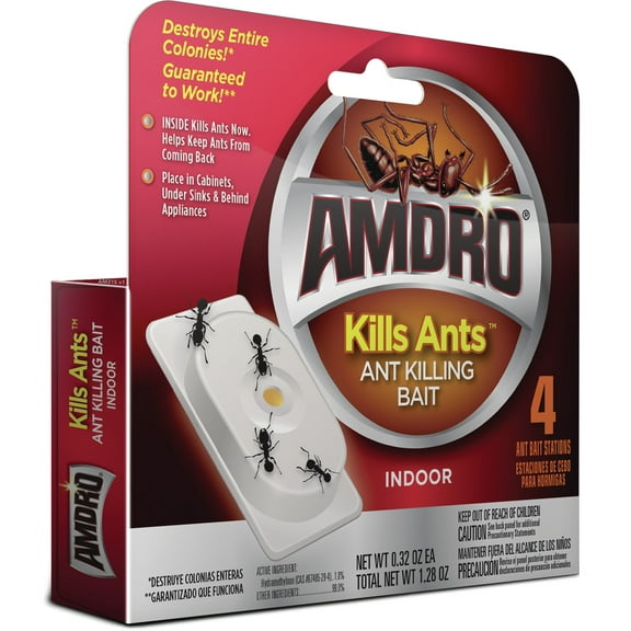 Amdro Ant Killing Bait Stations, for Indoor Use, 4 Pack