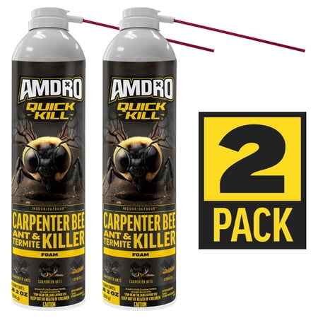 Amdro Quick Kill Carpenter Ant, Bee, Termite Killer Foam 18oz 2 Pack Bundle
