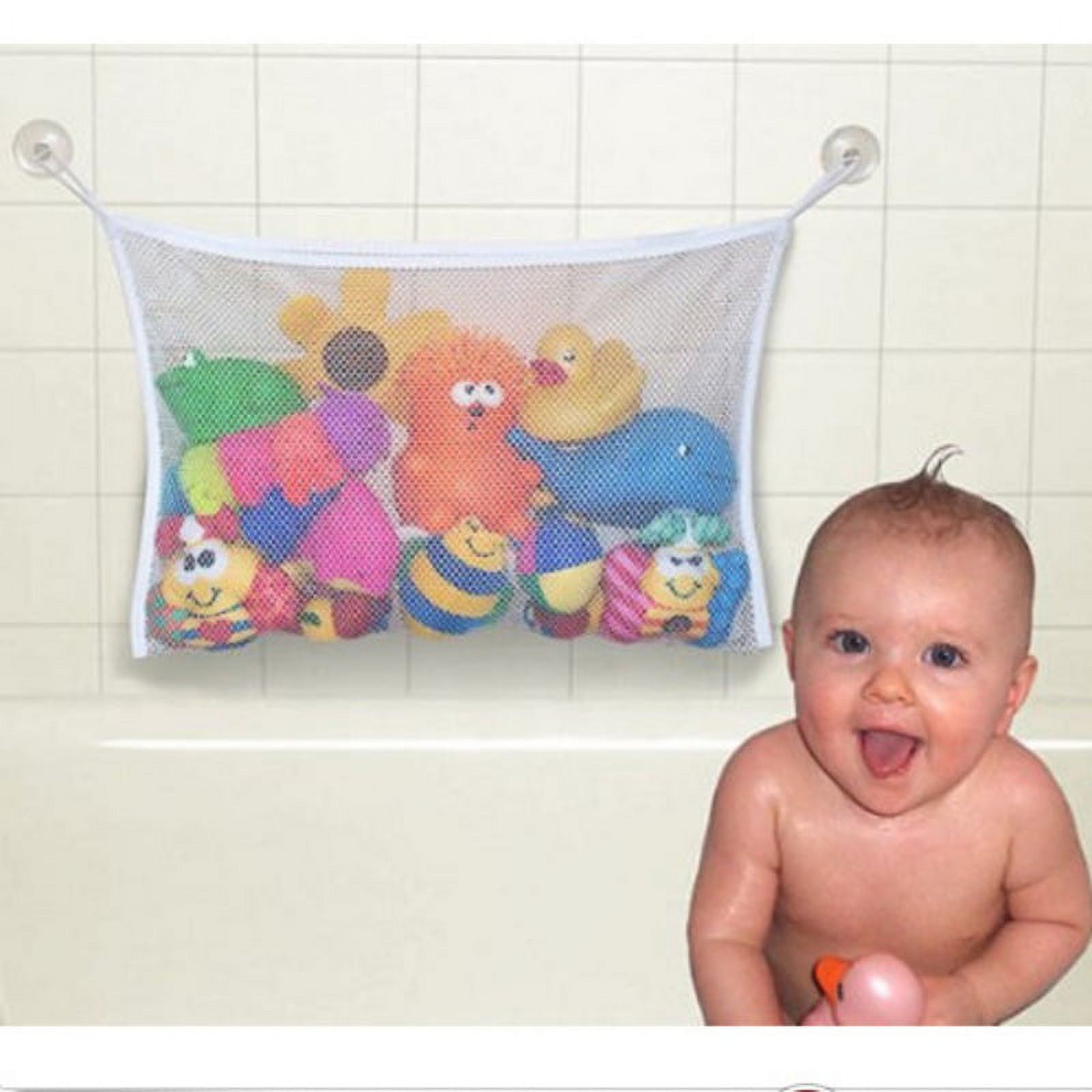Ame Bathroom Toy Organizer Hanging Mesh Net Storage Bag with 2 Ultra Strong Hooked Suction Cups For Kids, Toddlers & Baby