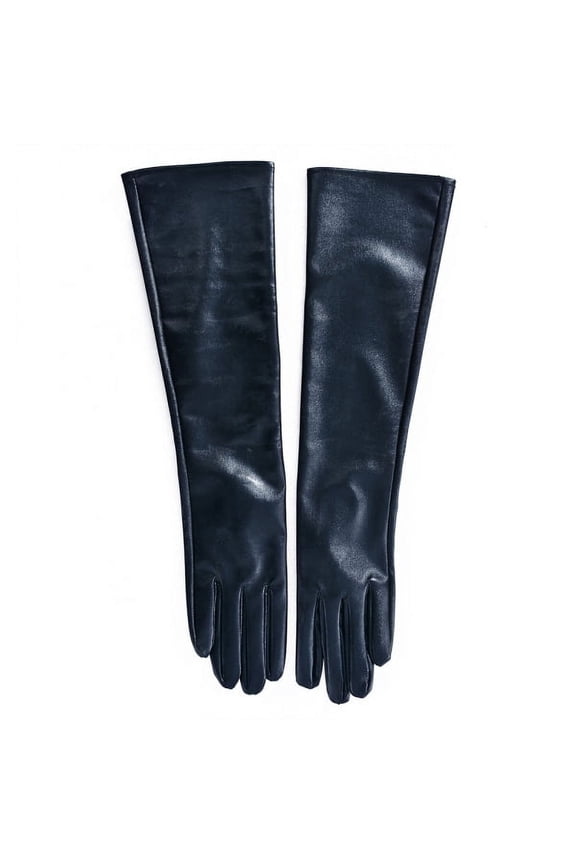 Women Faux Leather Elbow Gloves Winter Long Gloves Warm Lined Finger Gloves