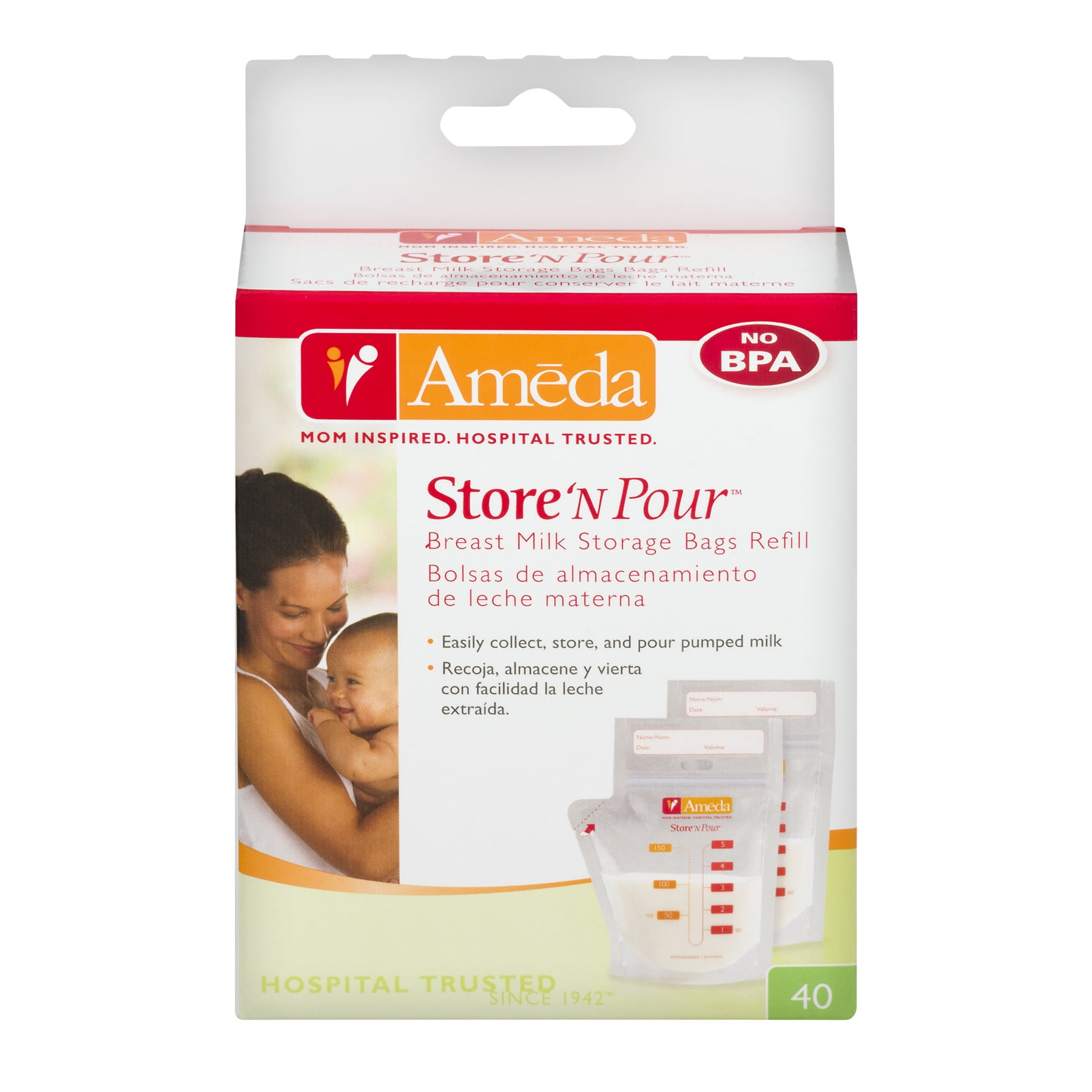 Ameda Breast Milk 4 oz Storage Bottles - 4 count