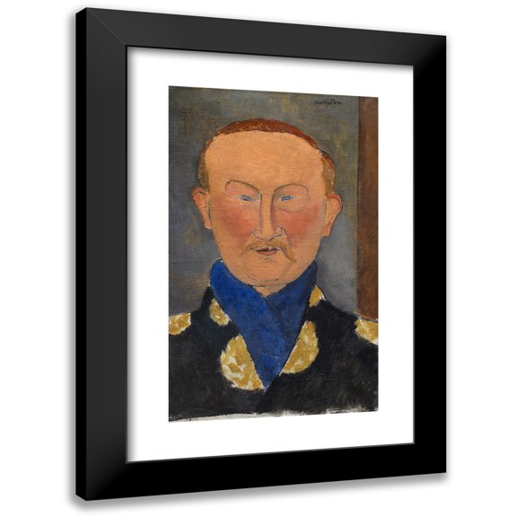 Amedeo Modigliani 10x14 Black Modern Framed Museum Art Print Titled - Leon Bakst (1917)