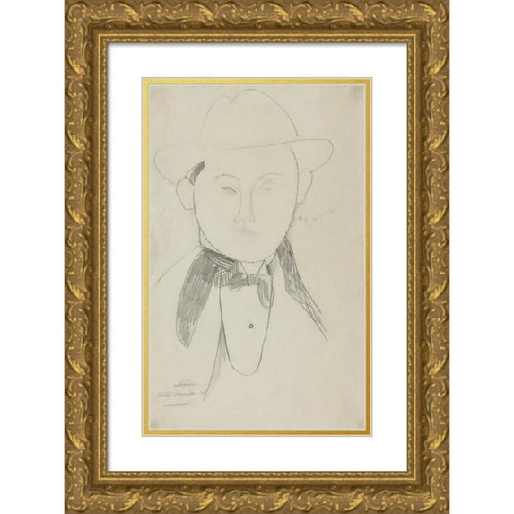 Amedeo Modigliani 11x14 Gold Ornate Wood Frame and Double Matted Museum Art Print Titled - Benito (1916)