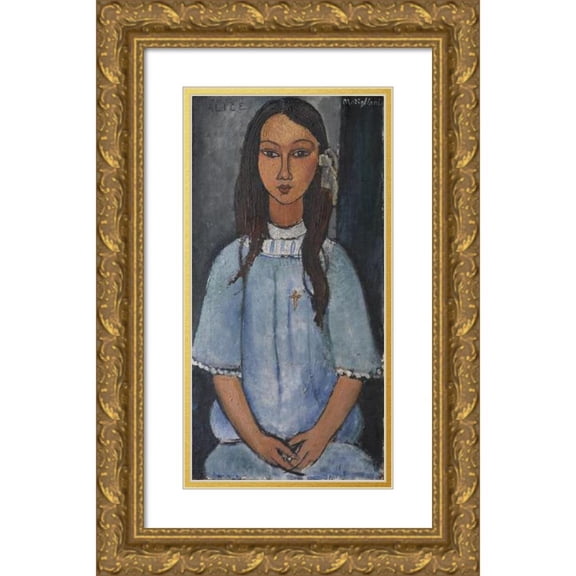 Amedeo Modigliani 11x18 Gold Ornate Wood Frame and Double Matted Museum Art Print Titled - Alice (1916 - 1919)