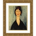 thumbnail image 1 of Amedeo Modigliani 12x14 Gold Ornate Wood Frame and Double Matted Museum Art Print Titled - Portrait of a Young Woman (1918), 1 of 4