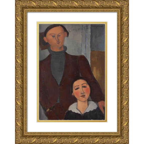 Amedeo Modigliani 13x18 Gold Ornate Wood Frame and Double Matted Museum Art Print Titled - Jacques and Berthe Lipchitz