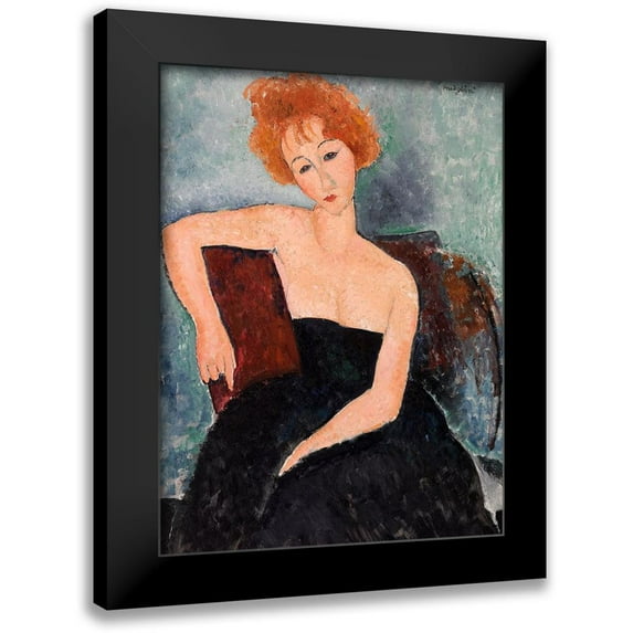 Amedeo, Modigliani 15x18 Black Modern Framed Museum Art Print Titled - Jeune fille rousse en robe de soir (detail)