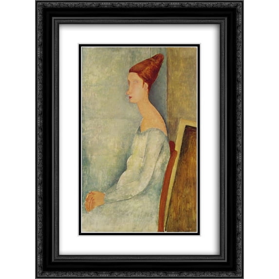 Amedeo Modigliani 2x Matted 18x24 Black Ornate Framed Art Print 'Portrait of Jeanne Hebuterne'