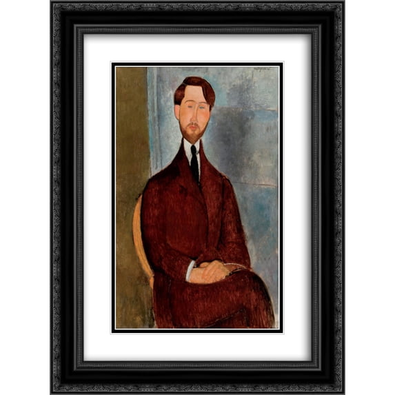 Amedeo Modigliani 2x Matted 18x24 Black Ornate Framed Art Print 'Portrait of Leopold Zborowski'